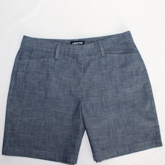 LAND'S END Blue Woven 100% Cotton Bermuda Walking Shorts Size 10 NEW - Picture 7 of 7